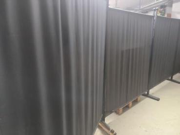 Preview: Paravent 150 x 190 cm Stoff Raumteiler Stellwand antrazit